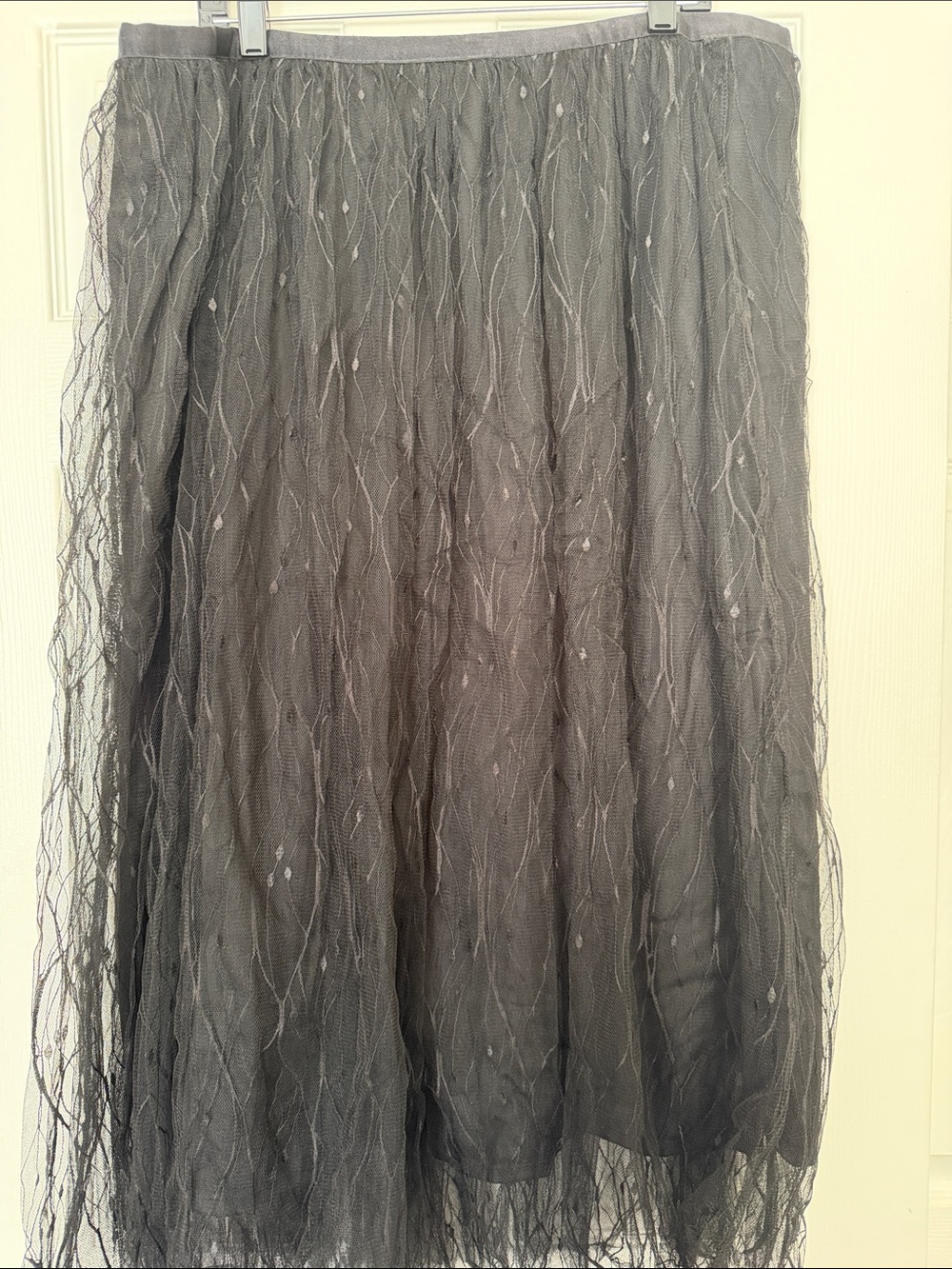 Ashley Stewart Black Layered Tulle Midi Skirt